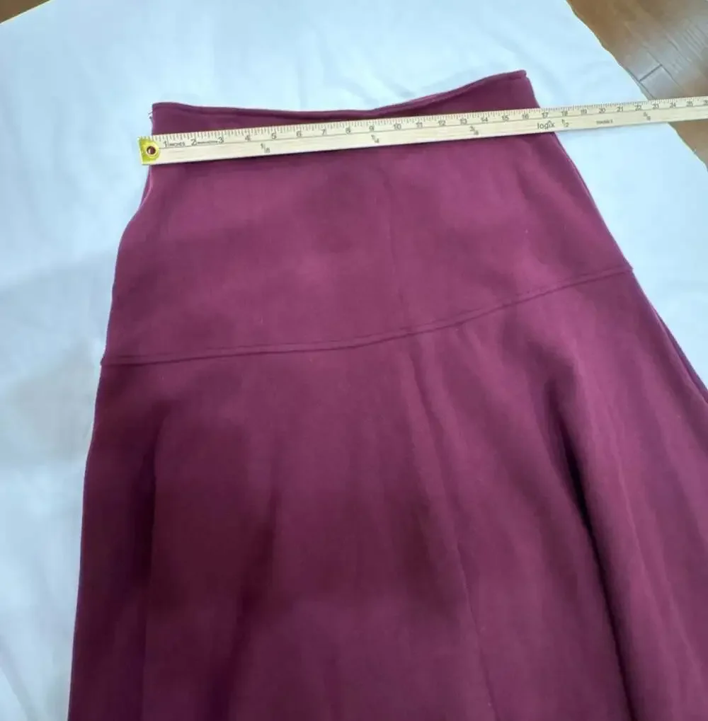 OGL Women's Solid A-Line Pull-On Skirt in Burgundy